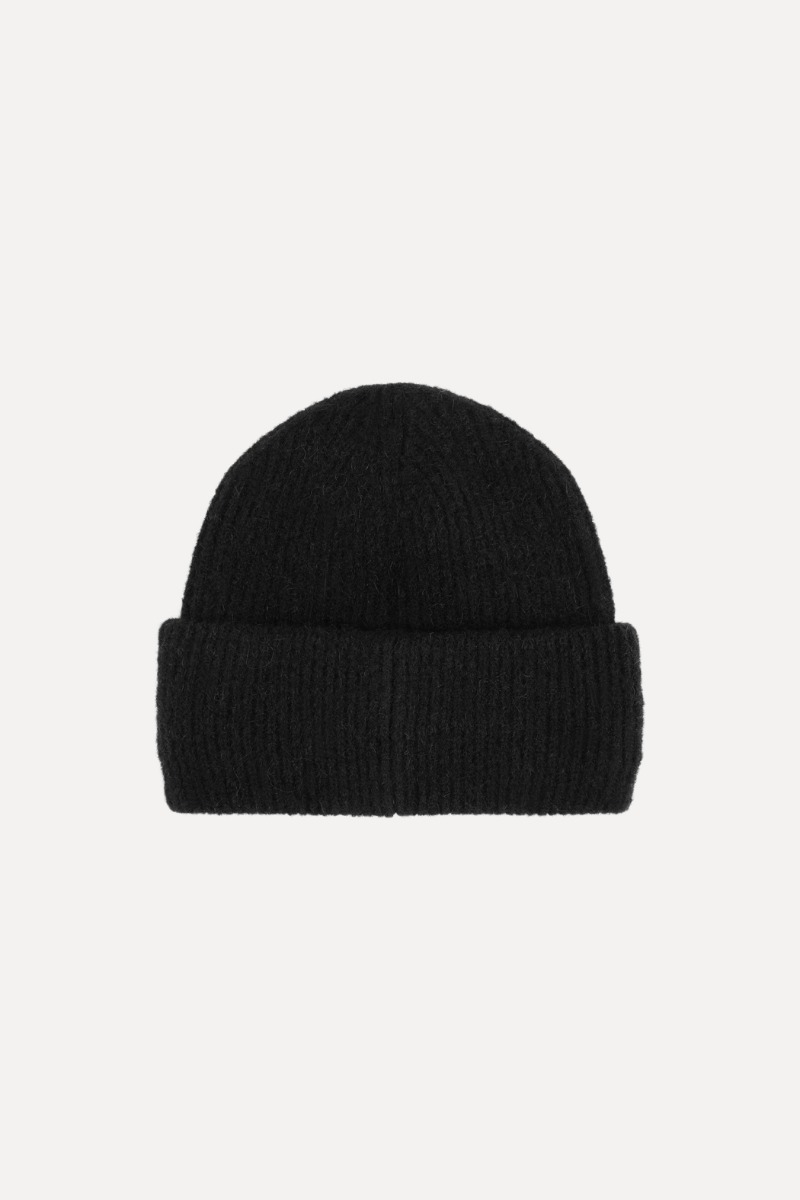Rotate Birger Christensen Rib Knit Beanie Black