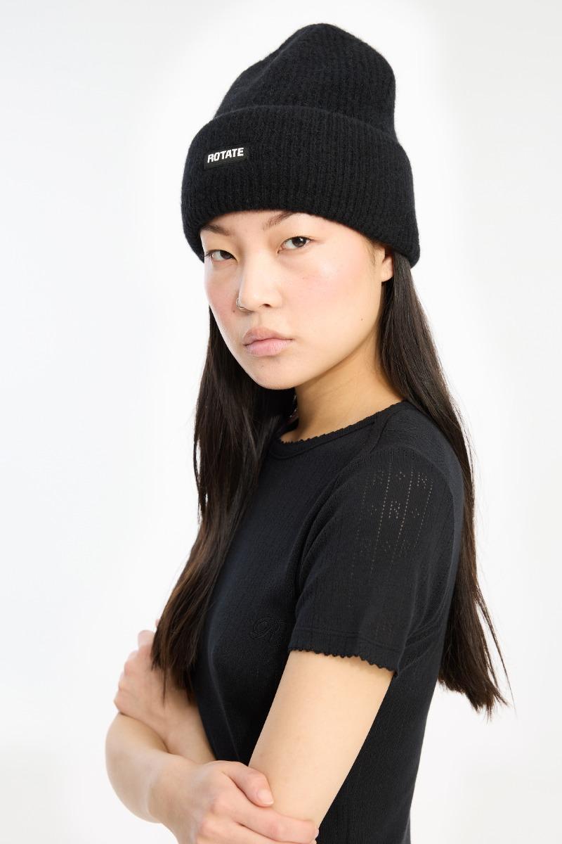 rotate birger christensen Rib Knit Beanie Black