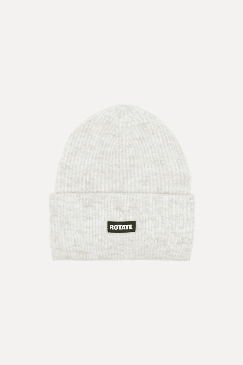 rotate birger christensen RIB KNIT BEANIE WHITE