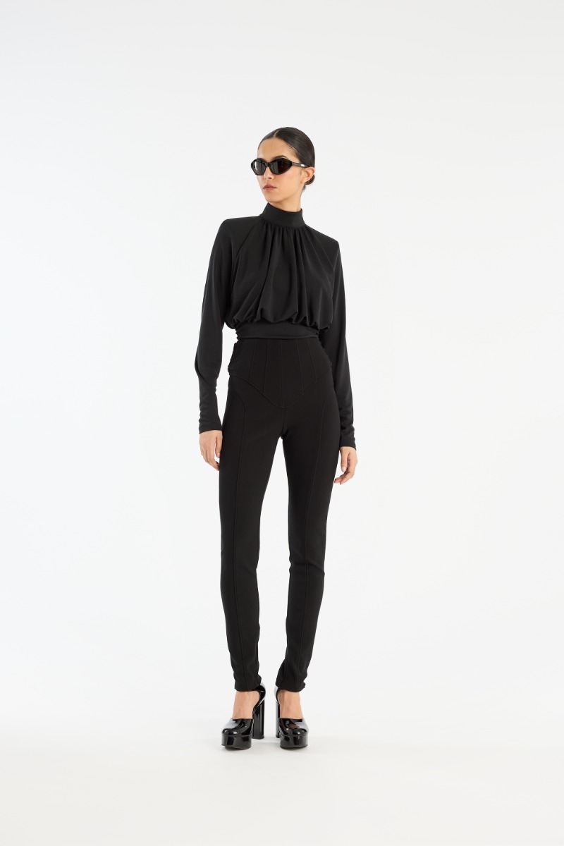rotate birger christensen Ruched Ls Top Black