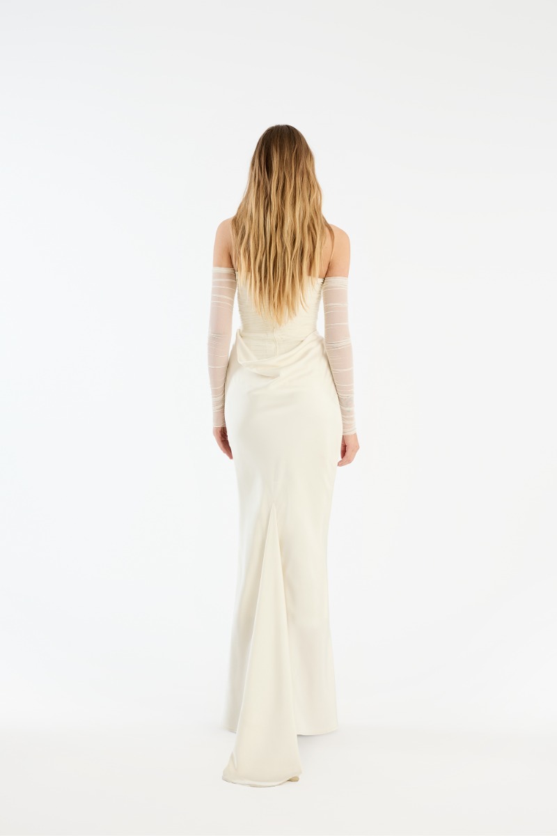 Rotate Birger Christensen Ruched Maxi Dress White