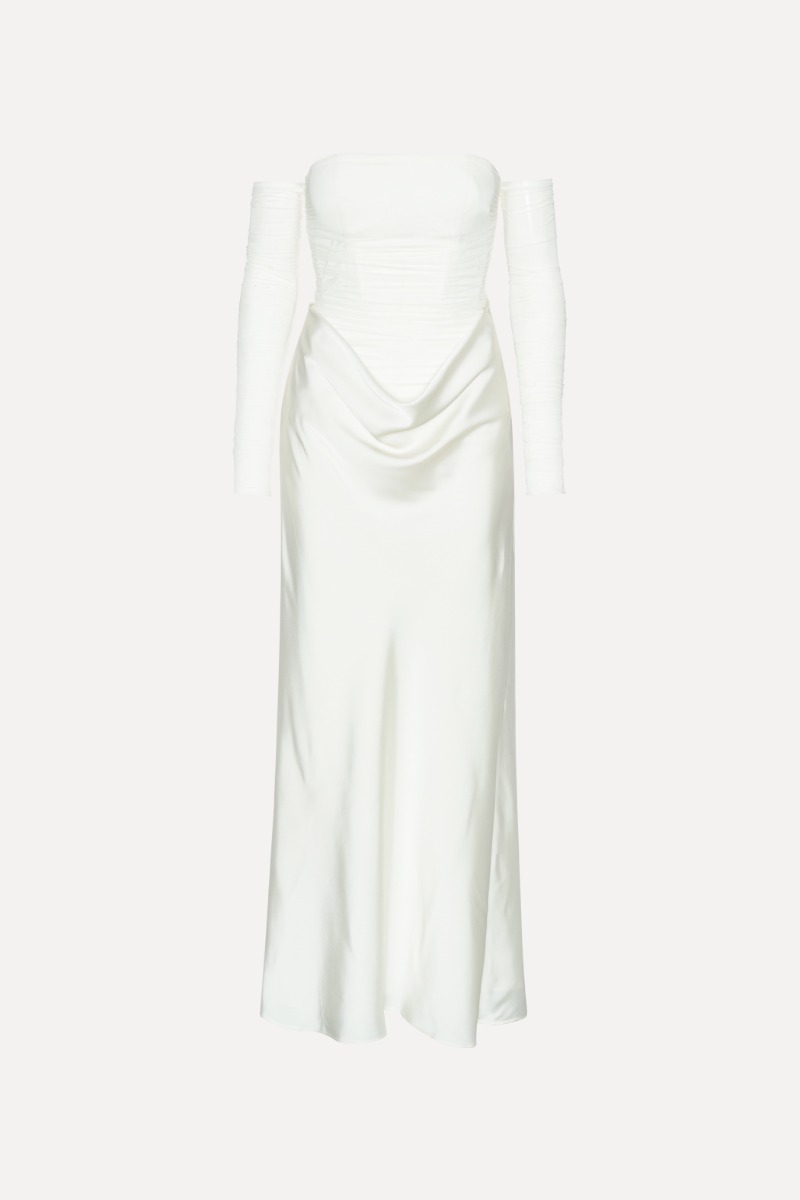 Rotate Birger Christensen Ruched Maxi Dress White
