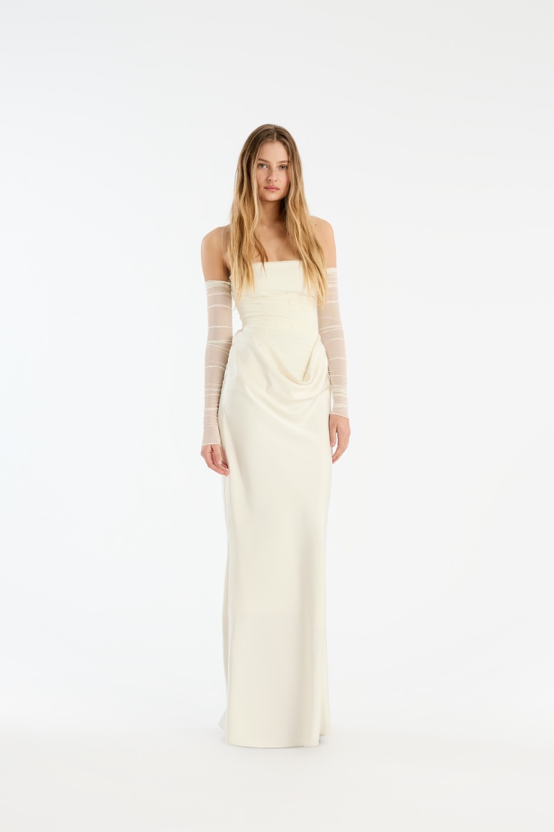 rotate birger christensen Ruched Maxi Dress White