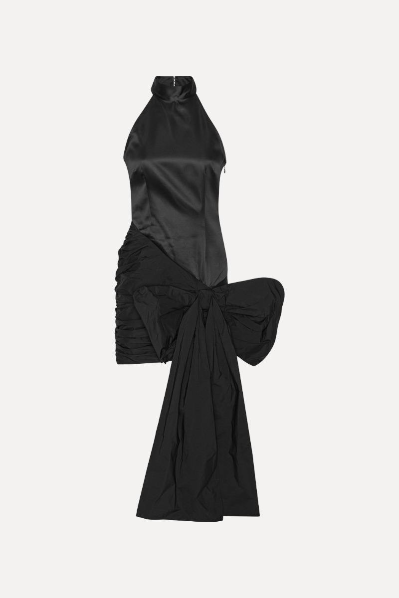 Rotate Birger Christensen Satin Bow Dress Black