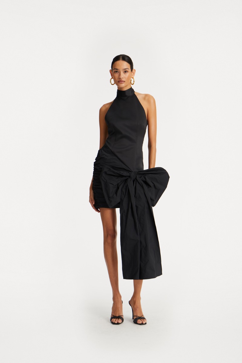 rotate birger christensen Satin Bow Dress Black