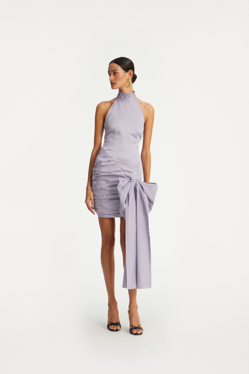 rotate birger christensen Satin Bow Dress Purple