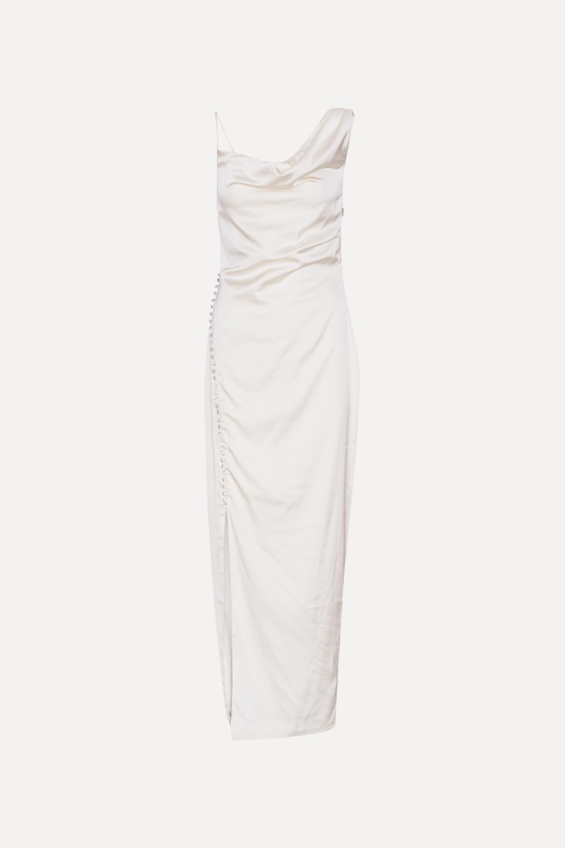 Rotate Birger Christensen Satin Draped Dress White