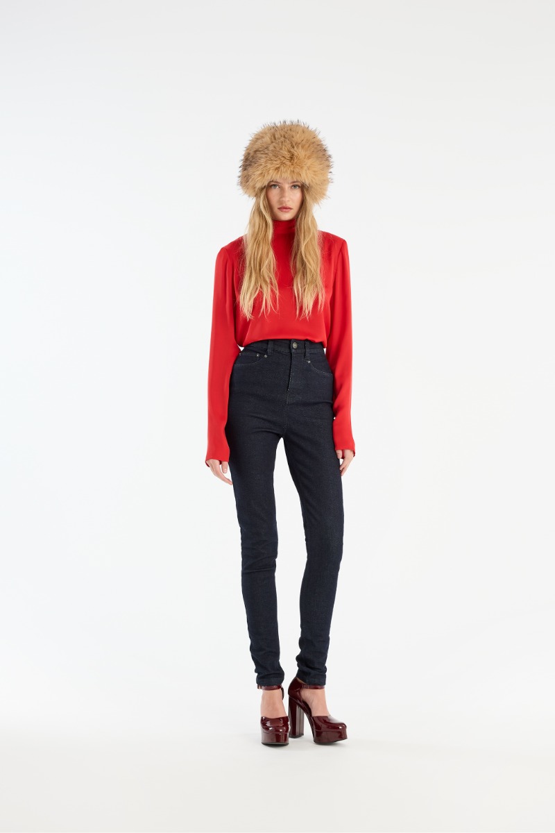 rotate birger christensen Satin Drapy Back Top Red