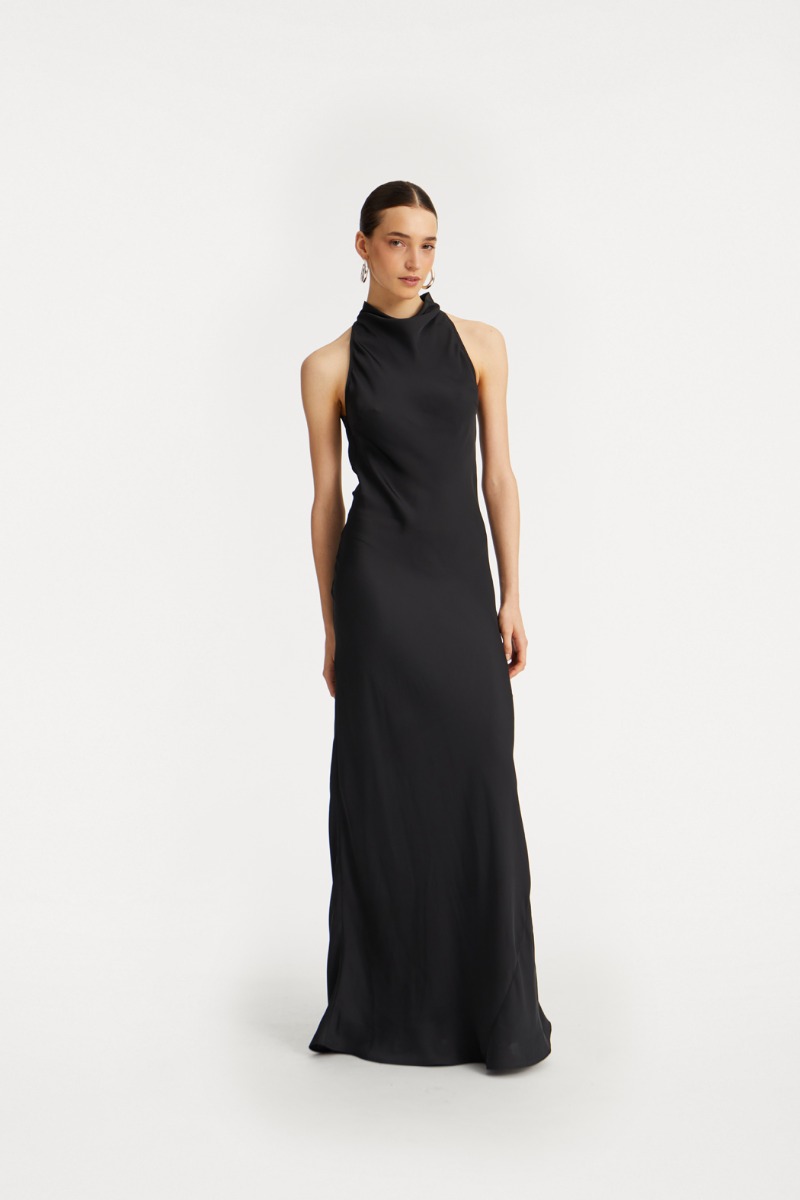 rotate birger christensen Satin Maxi Dress Black