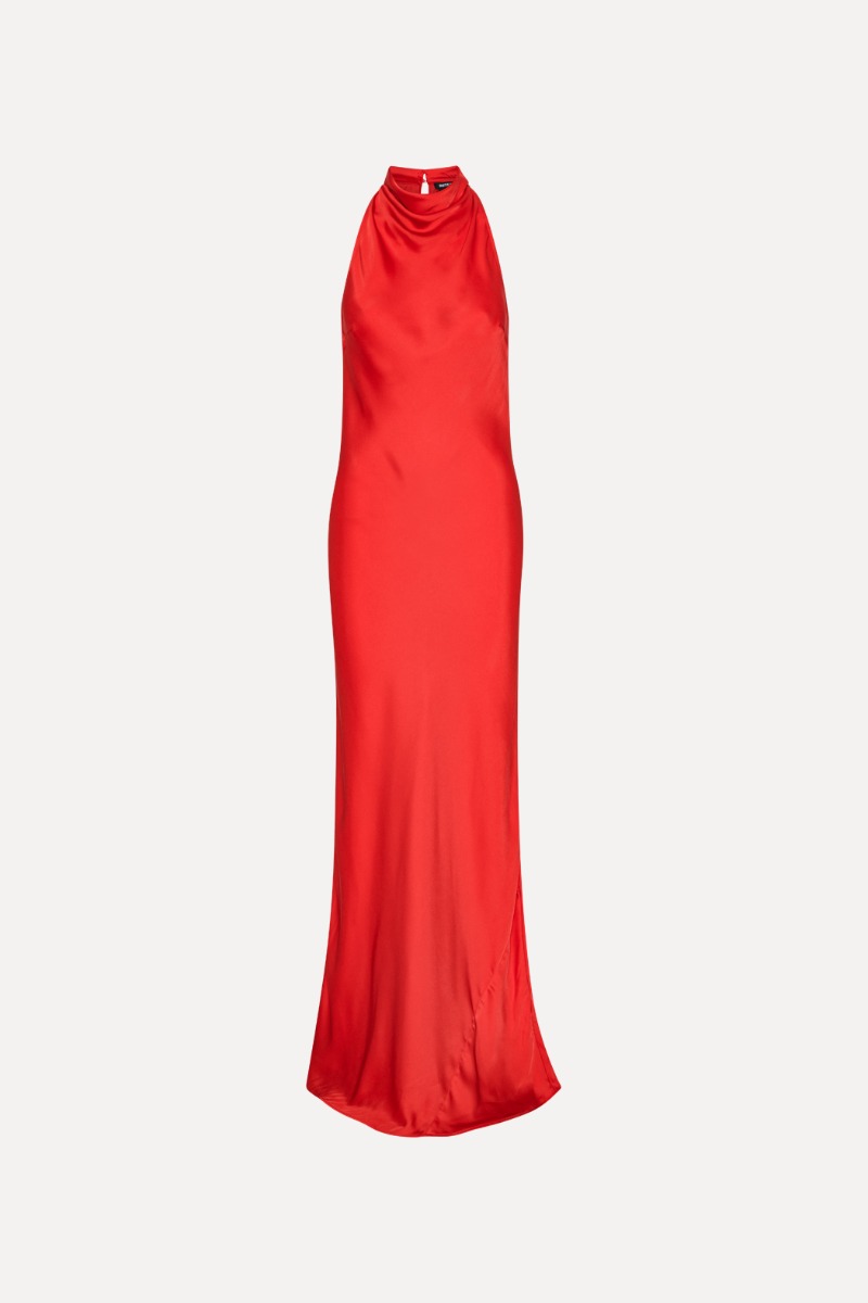 Rotate Birger Christensen Satin Maxi Dress Red