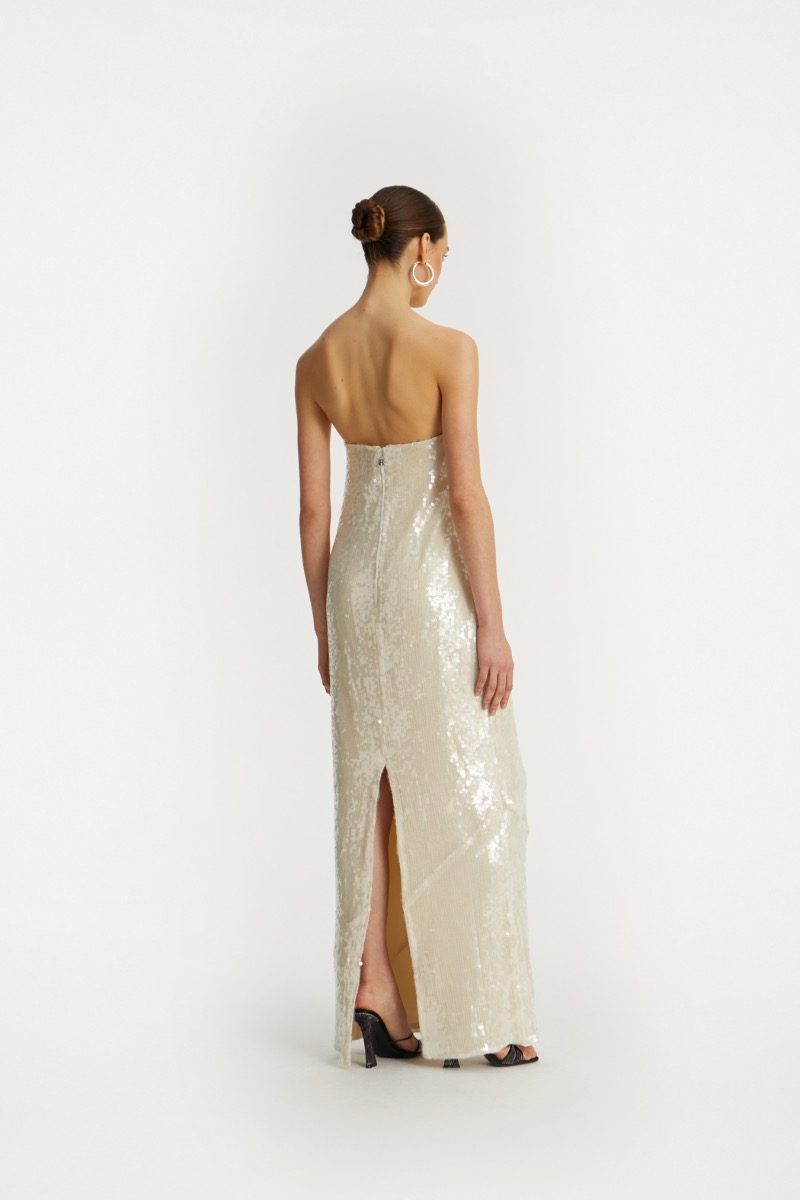Rotate Birger Christensen Sequin Maxi Dress White
