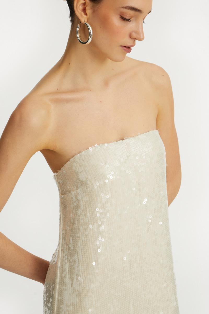 Rotate Birger Christensen Sequin Maxi Dress White