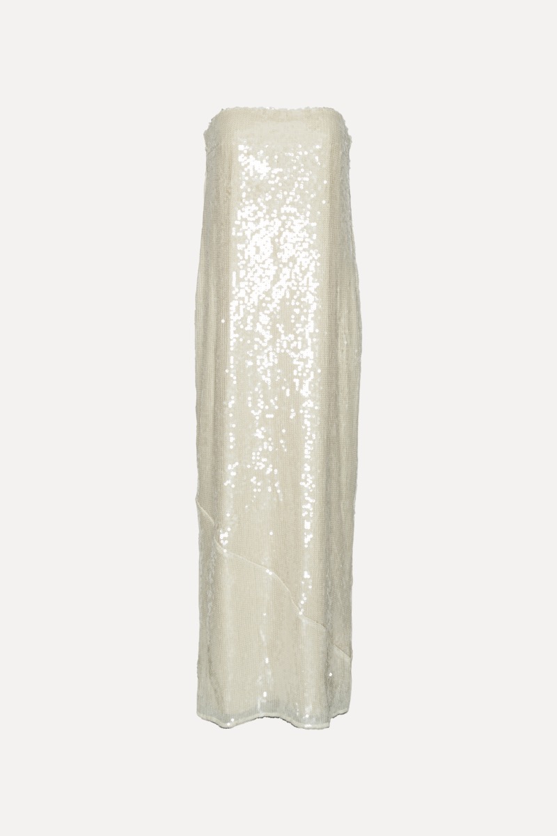 Rotate Birger Christensen Sequin Maxi Dress White