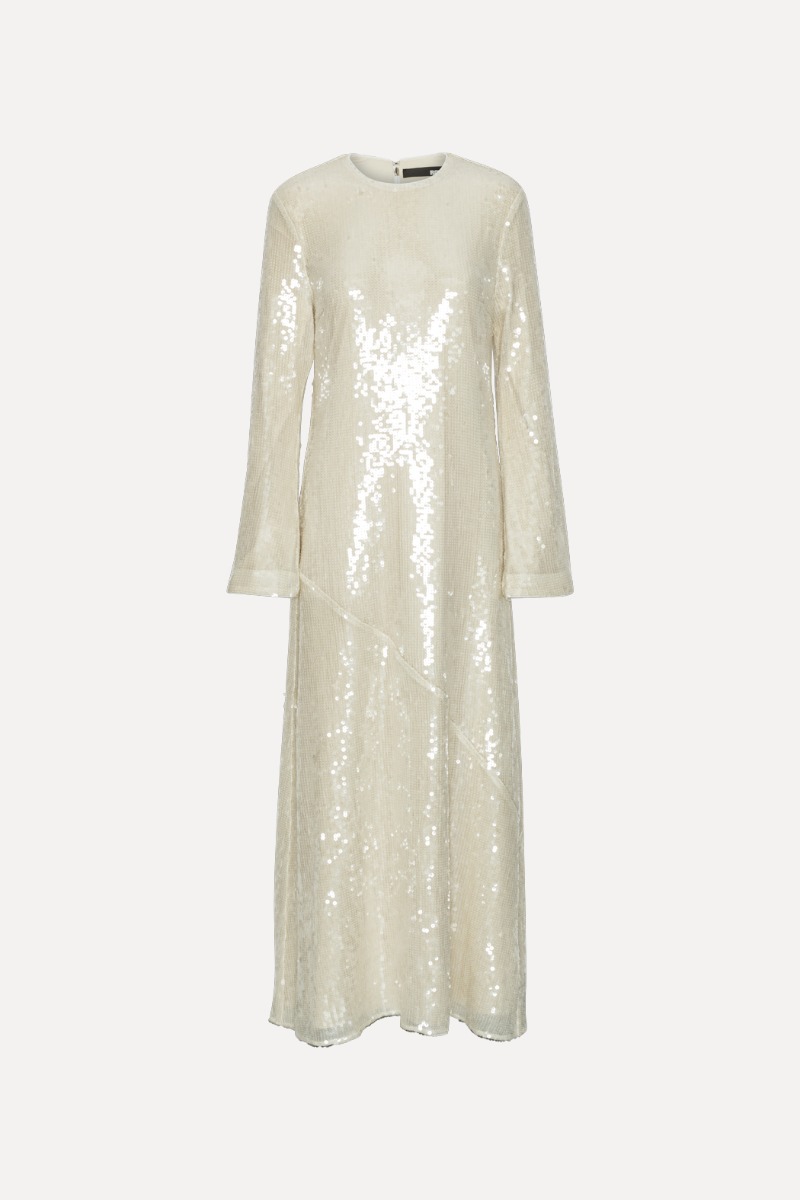 Rotate Birger Christensen Sequin Maxi Dress White