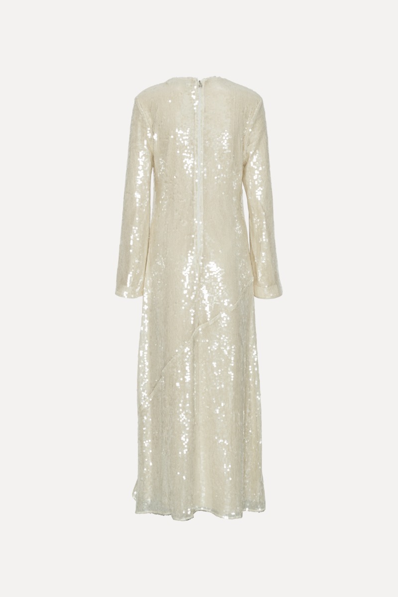 Rotate Birger Christensen Sequin Maxi Dress White