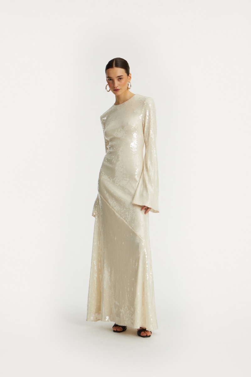 rotate birger christensen Sequin Maxi Dress White