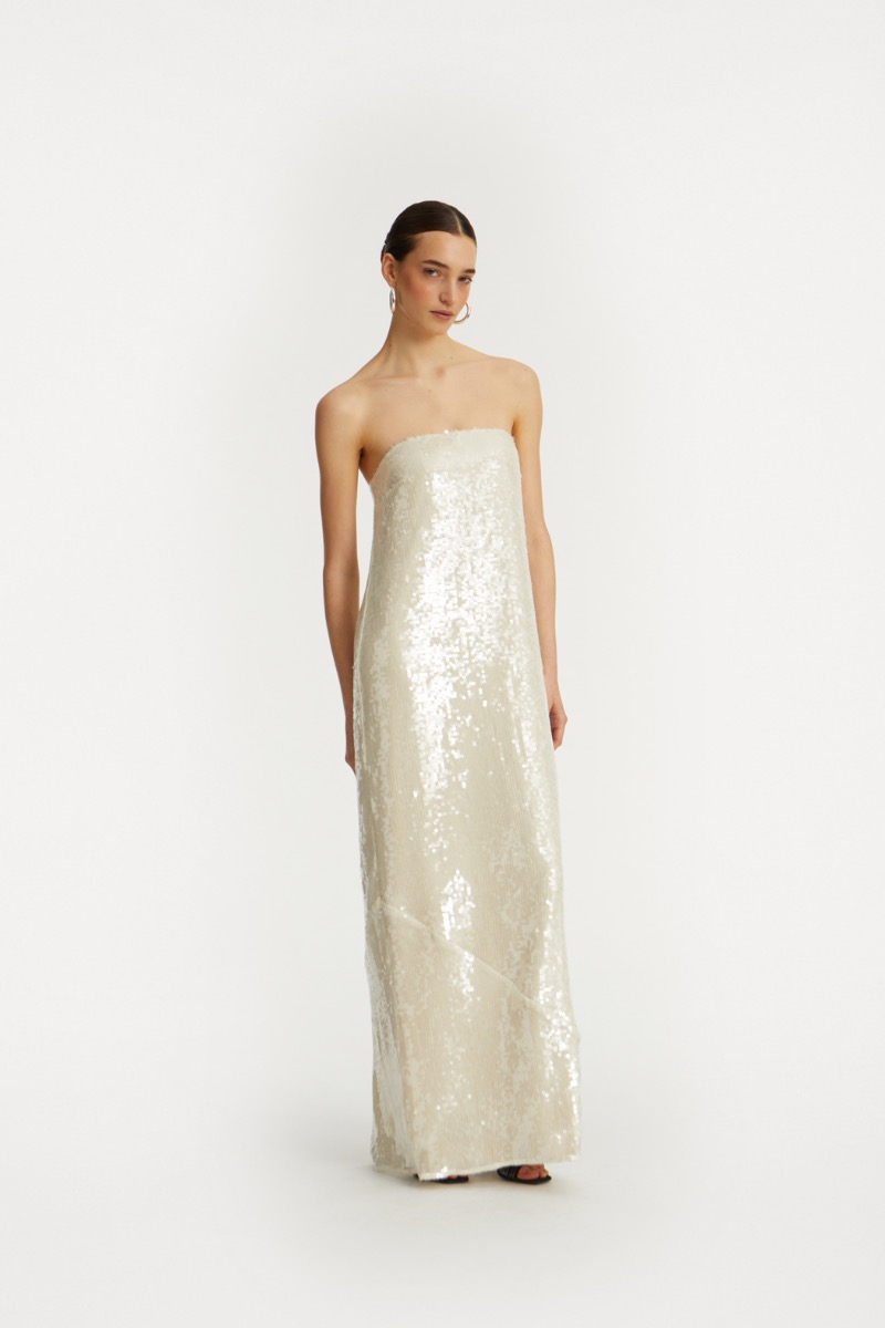 rotate birger christensen Sequin Maxi Dress White