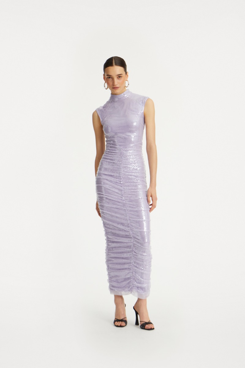 rotate birger christensen Sequin Midi Dress Purple