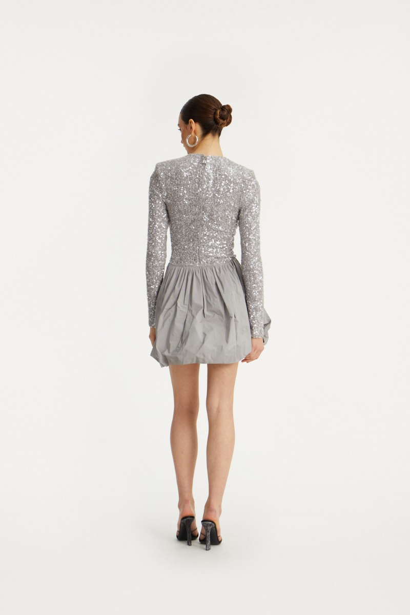 Rotate Birger Christensen Sequin Mini Dress Grey