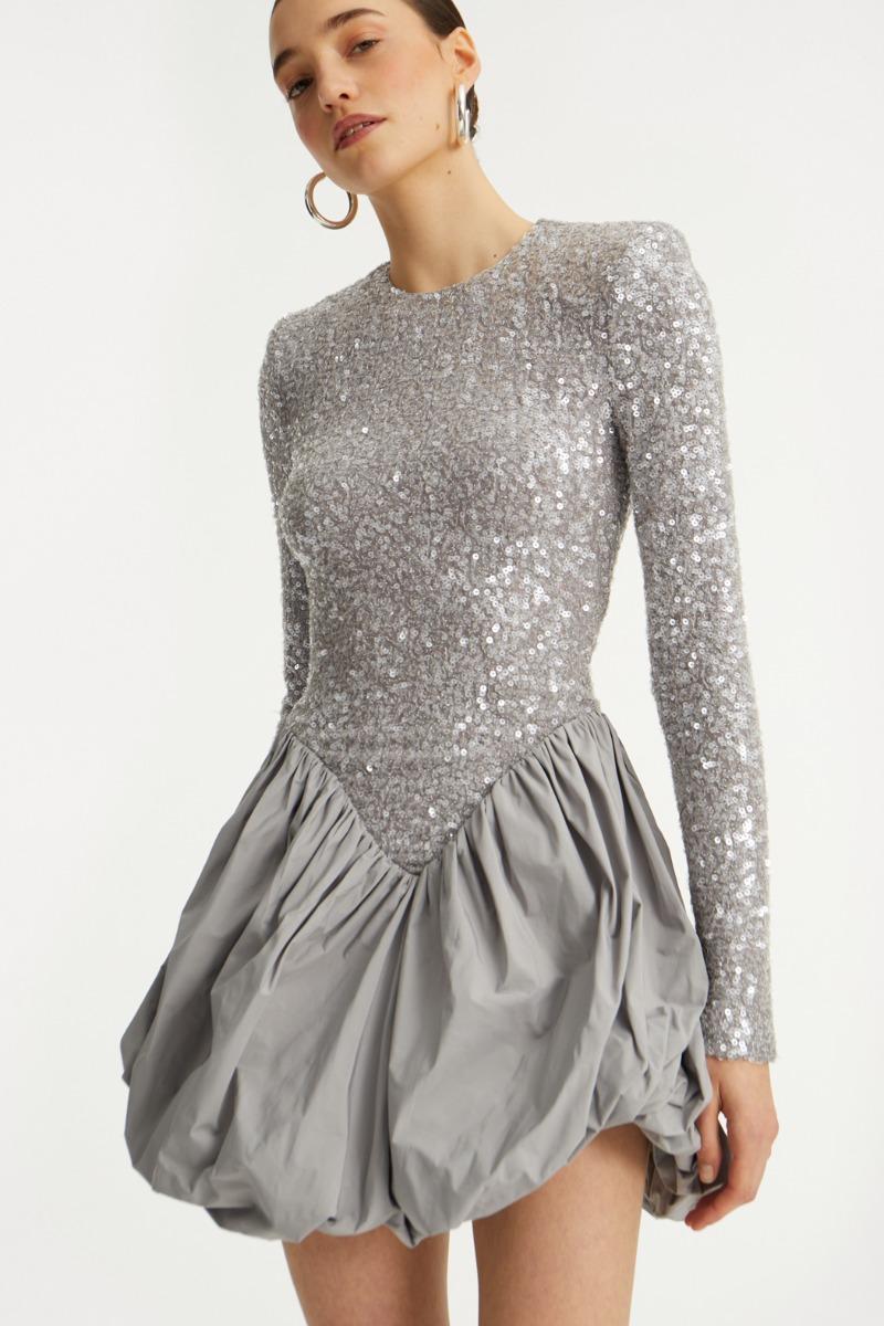 Rotate Birger Christensen Sequin Mini Dress Grey