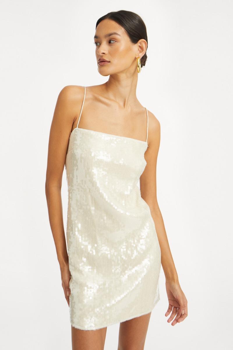 Rotate Birger Christensen Sequin Mini Dress White