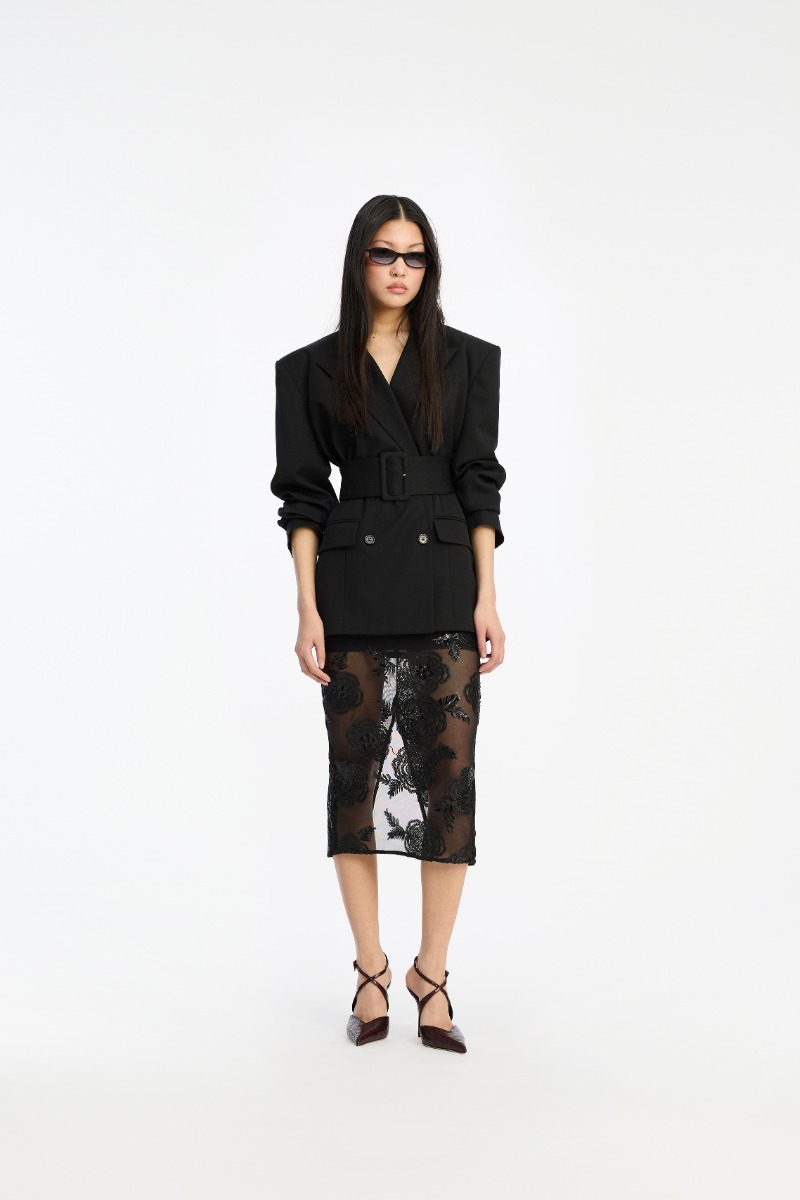 rotate birger christensen Sequins Midi Skirt Black