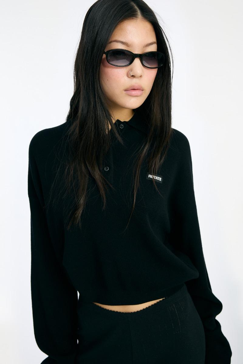 Rotate Birger Christensen Slinky Knit Polo Black