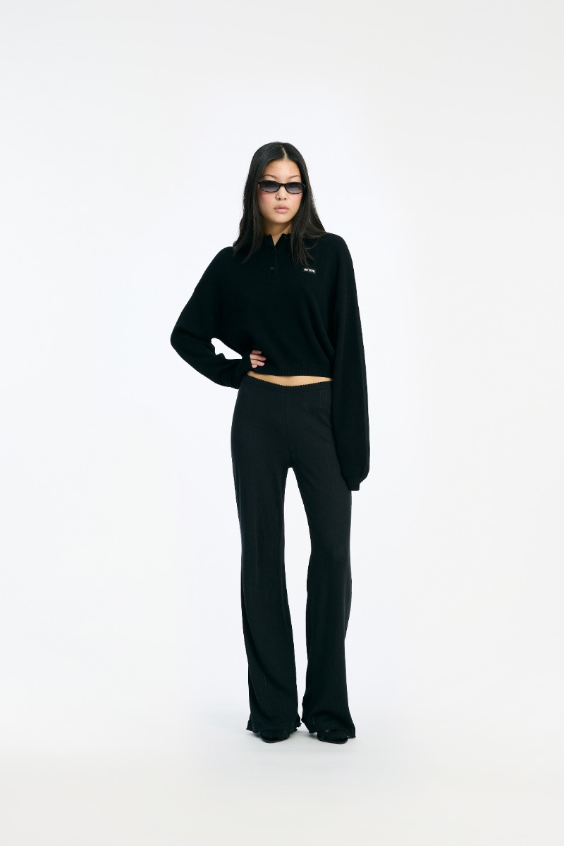 rotate birger christensen Slinky Knit Polo Black