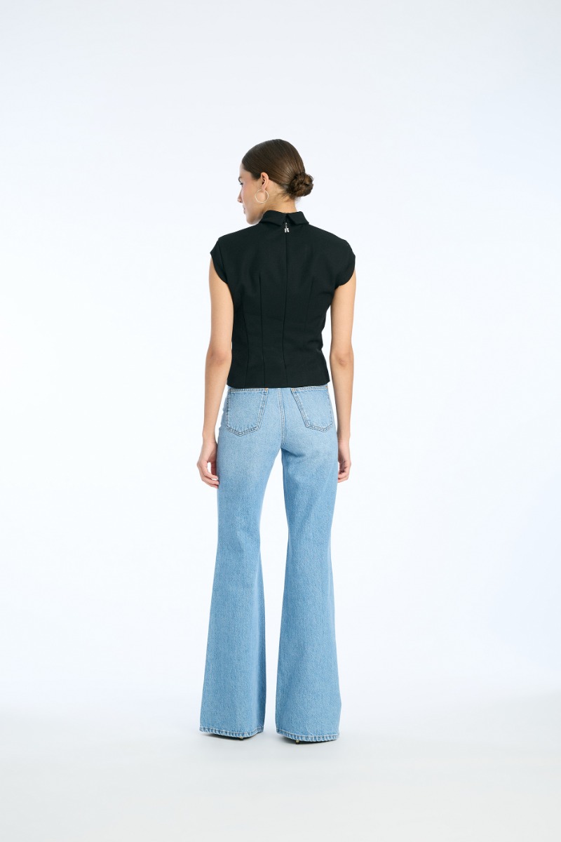 Rotate Birger Christensen Top W/ Draped Bow Black