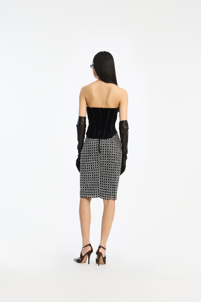 Rotate Birger Christensen Velvet Bustier Top Black