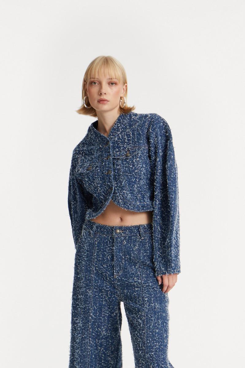 rotate birger christensen Round Sleeve Denim Jacket Medium Blue