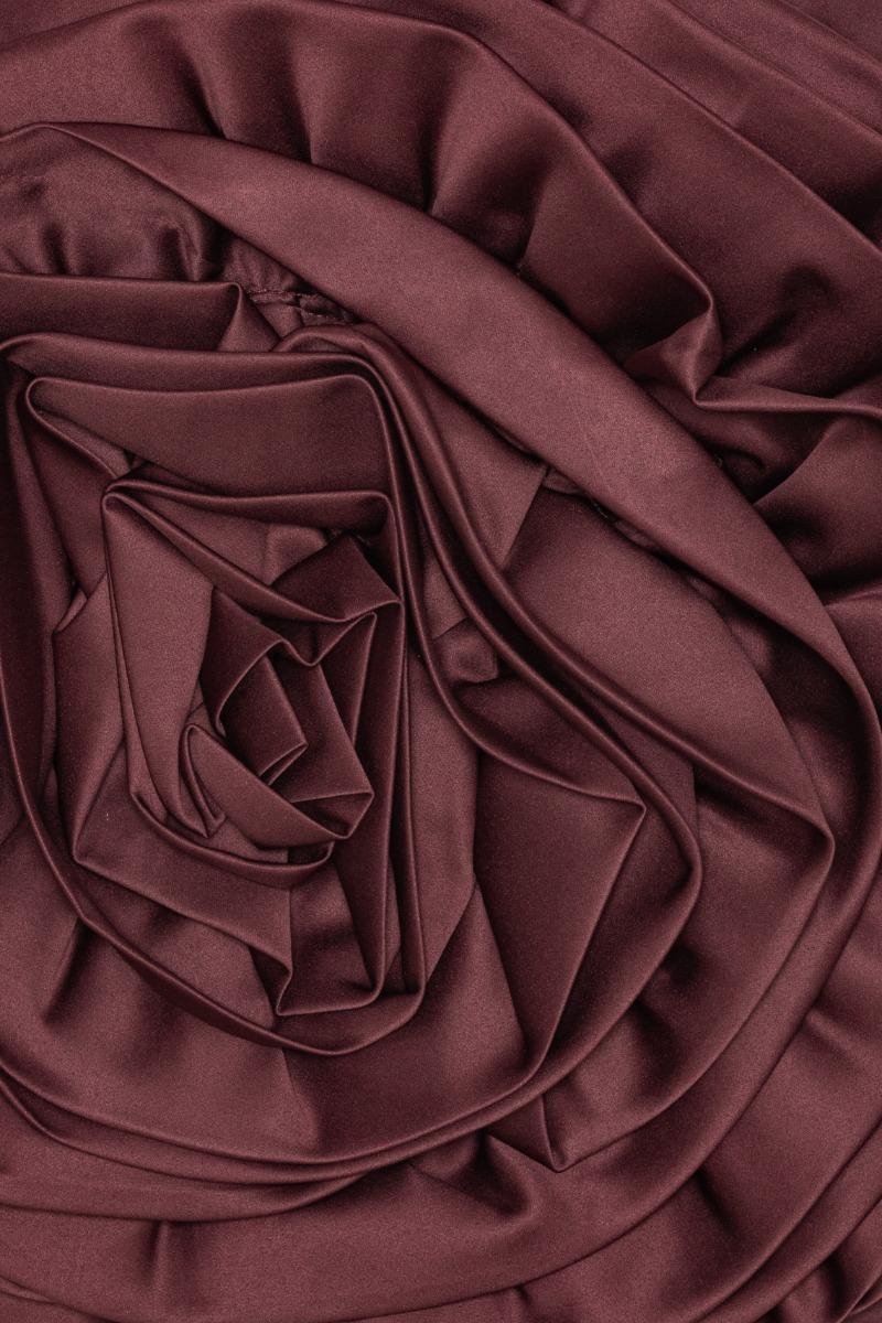Rotate Birger Christensen Satin Big Flower Skirt Burgundy