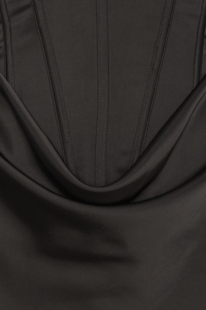 Rotate Birger Christensen Satin Corset Mini Dress Black