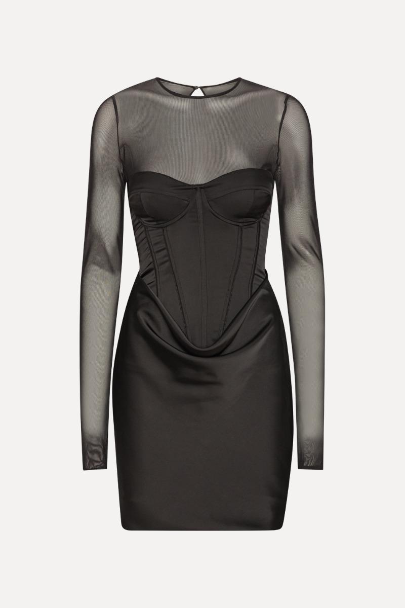 rotate birger christensen Satin Corset Mini Dress Black