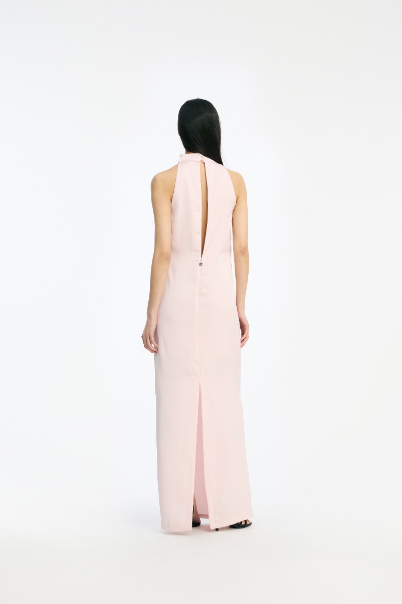 Rotate Birger Christensen Satin Halterneck Dress Pink