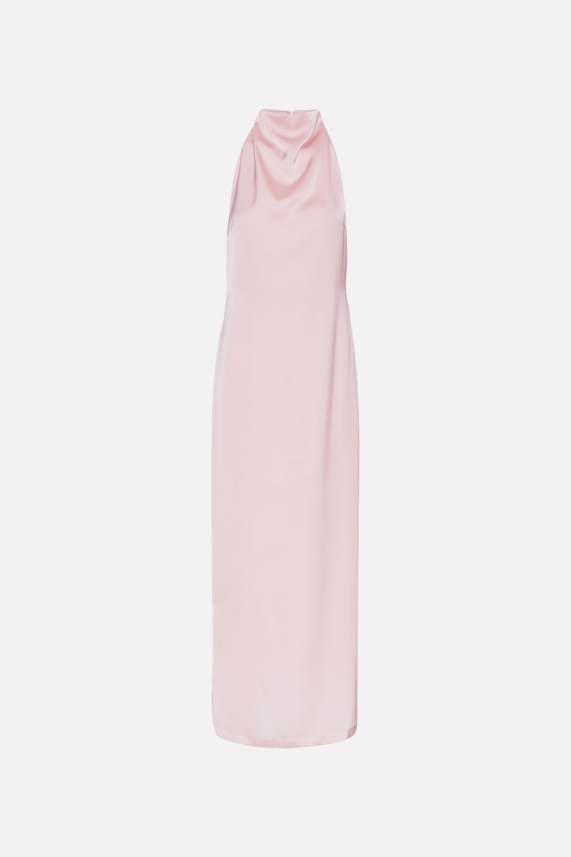 Rotate Birger Christensen Satin Halterneck Dress Pink