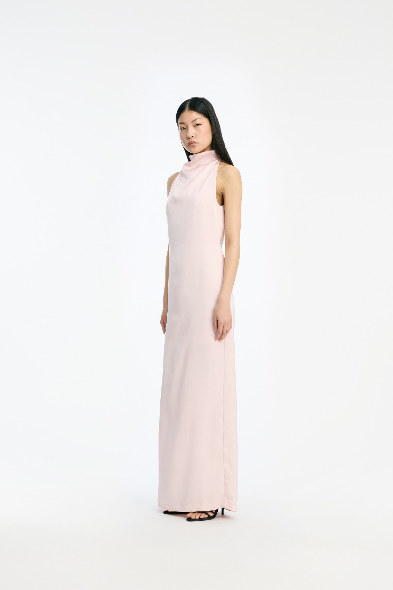 rotate birger christensen Satin Halterneck Dress Pink