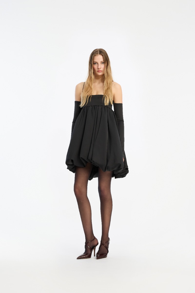 rotate birger christensen Satin Ls Bubble Dress Black