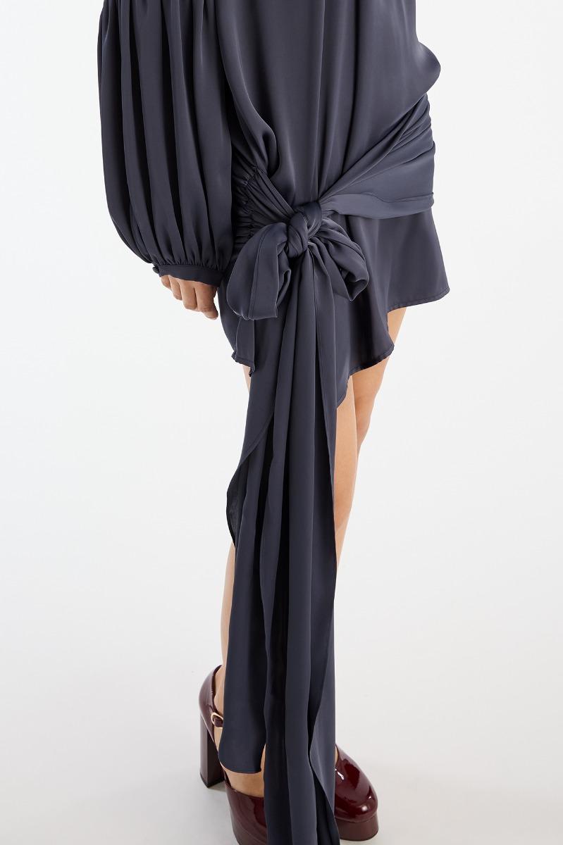 Rotate Birger Christensen Satin Strap Tie Dress Dark Blue