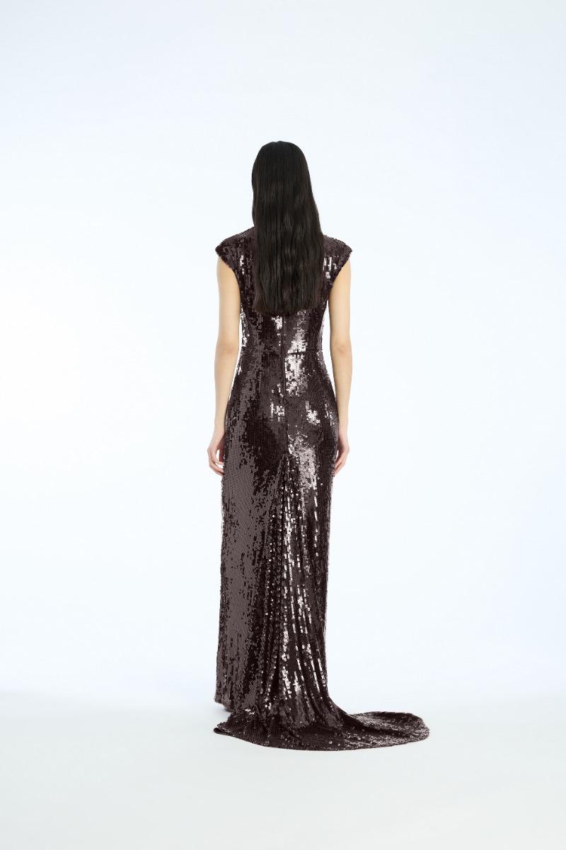 Rotate Birger Christensen Sequin Cap Sleeve Dress Burgundy