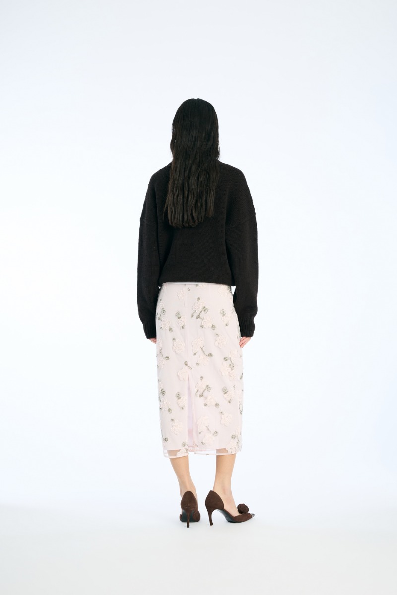 Rotate Birger Christensen Sequin Midi Pencil Skirt Light Pink