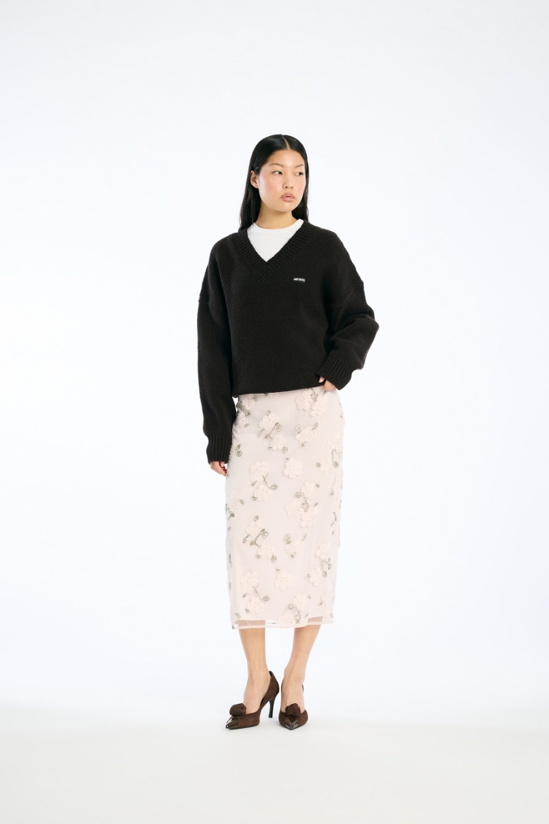 rotate birger christensen Sequin Midi Pencil Skirt Light Pink