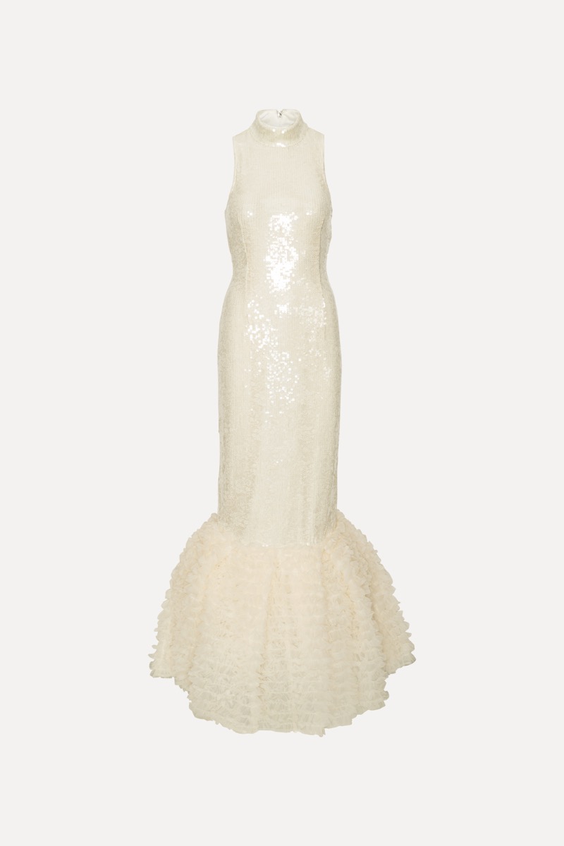 Rotate Birger Christensen Sequins Maxi Dress Creme White