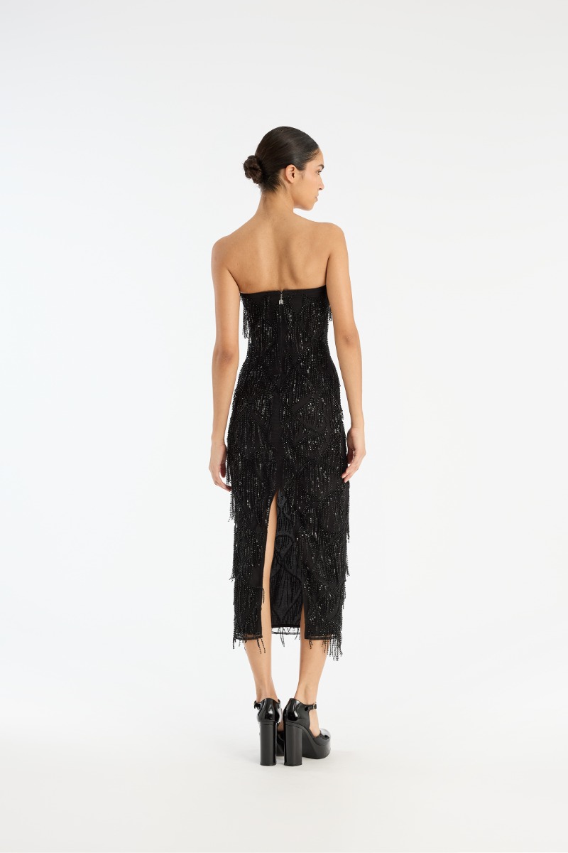 Rotate Birger Christensen Sequins Midi Tube Dress Black