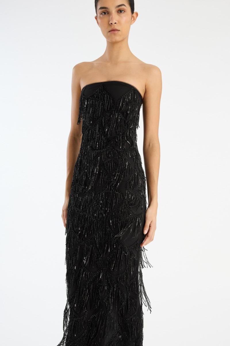 Rotate Birger Christensen Sequins Midi Tube Dress Black