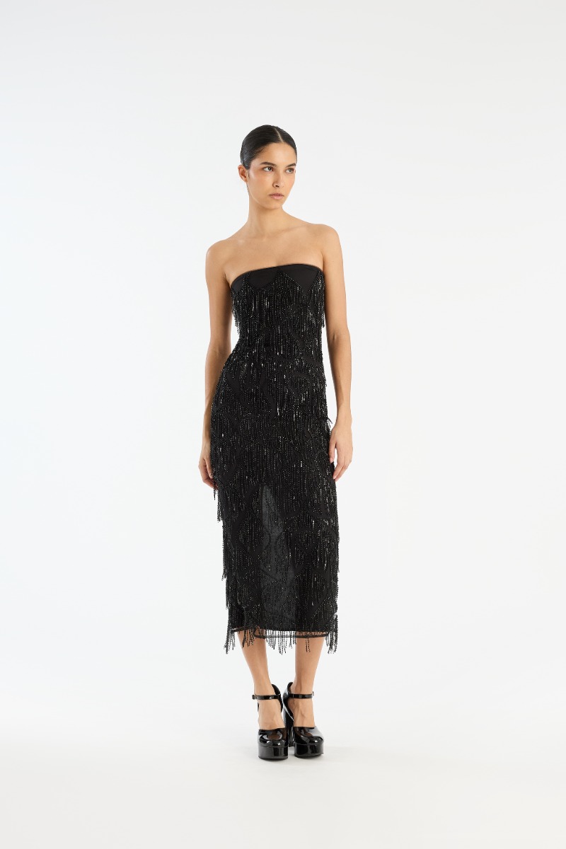 rotate birger christensen Sequins Midi Tube Dress Black