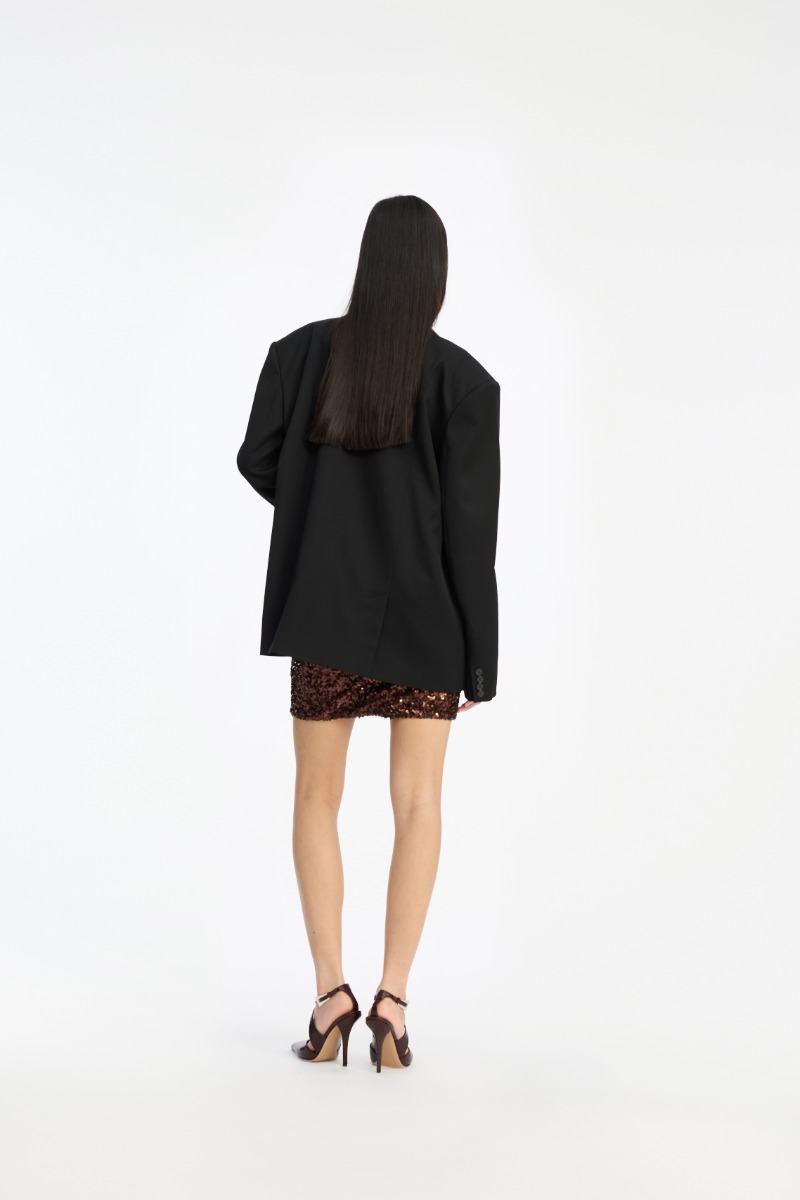 Rotate Birger Christensen Sequins Sleeveless Dress Dark Brown