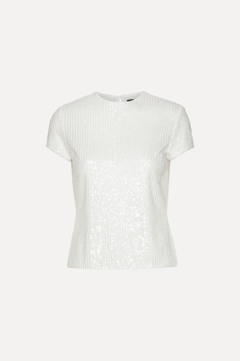 Rotate Birger Christensen Sequins T-shirt Bright White