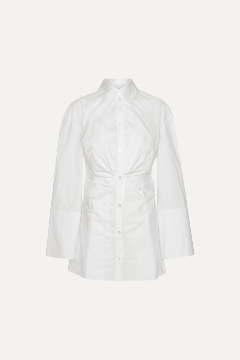 Rotate Birger Christensen Shirt Dress W/ Twist Bright White