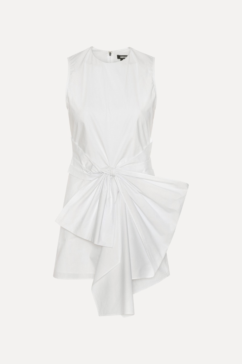 Rotate Birger Christensen Sleeveless Dress W/ Bow Bright White